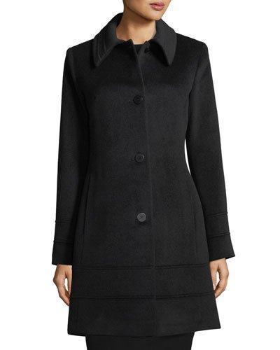 Spread-collar Wool Coat