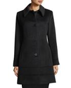 Spread-collar Wool Coat