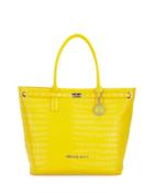 Large Crocodile-embossed Tote Bag, Yellow