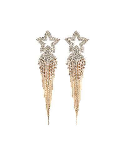 Pav&eacute; Star Fringe Drop Earrings