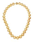 14k Semi-round Golden South Sea Pearl Necklace,
