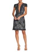 Cecilia Eyelash Lace Plunging-neck Dress