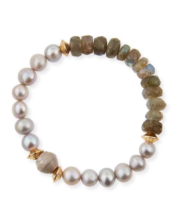 Vail Pearly Gray Beaded Bracelet