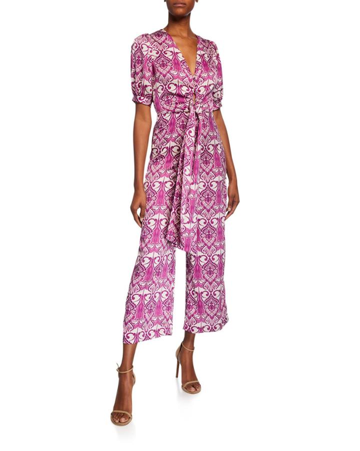 Mavis Printed Tie-front Jumpsuit