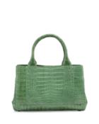Nancy Gonzalez Crocodile Rectangle Tote Bag, Olive, Women's, Green