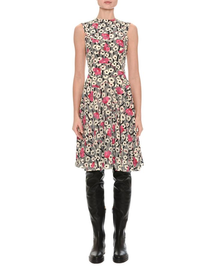 Sleeveless Floral Wave Dress,
