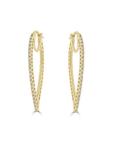 14k Yellow Gold Diamond Leaf Dangle Earrings