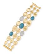 Lunaria Three-row Bracelet With Aquamarine & Diamonds