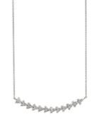 18k White Gold Diamond Curved Pendant Necklace