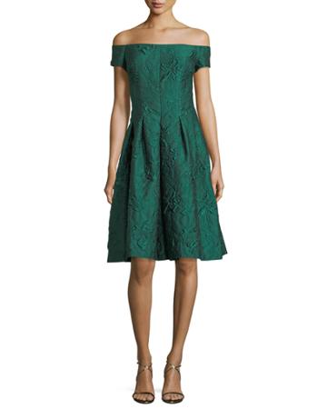 Off-the-shoulder Cloque Jacquard Cocktail Dress