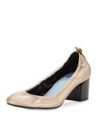 Leather Cube-heel 55mm Ballerina Pumps, Bronze