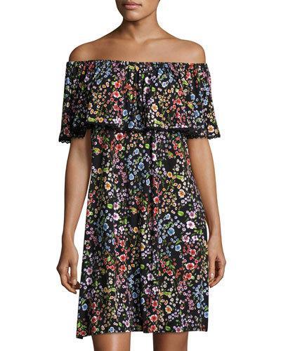 Floral-print Off-the-shoulder Dress
