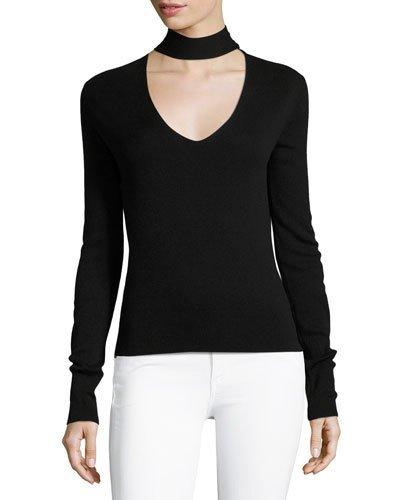 Choker Collar V Front Cashmere-silk