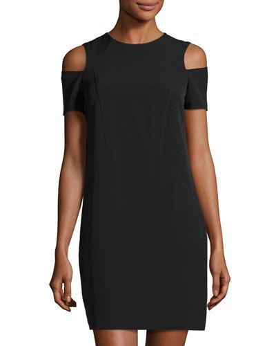 Cold-shoulder Shift Dress, Black
