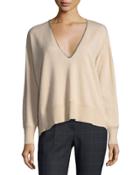 Monili-beaded Cashmere V-neck
