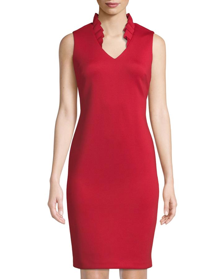 Ruffle V-neck Sleeveless