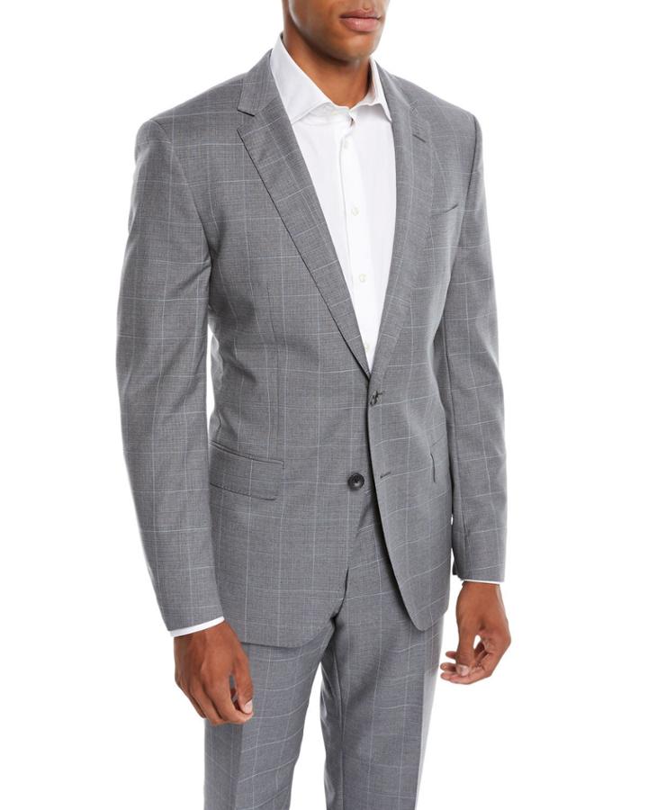 Men's Two-tone Windowpane Wool Two-piece