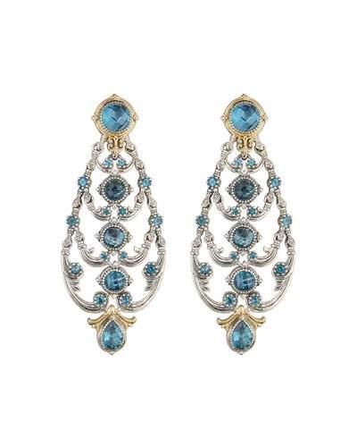 Ornate London Blue Topaz Chandelier Earrings