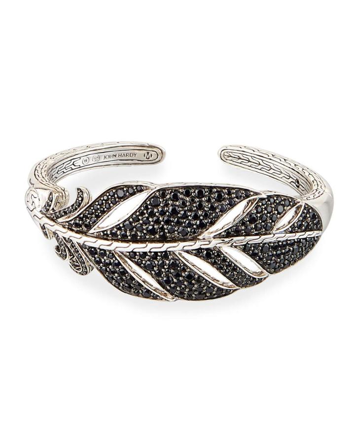 Classic Chain Black Spinel & Sapphire Feather Cuff,
