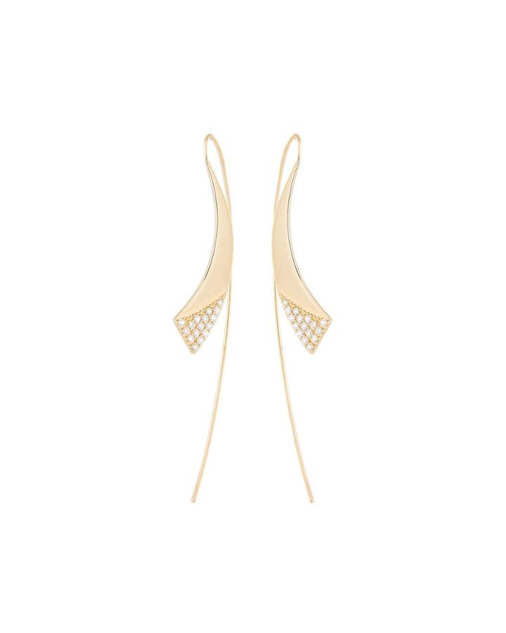 Small Flawless Gloss Gold Hooked On Hoops Earrings With Diamonds