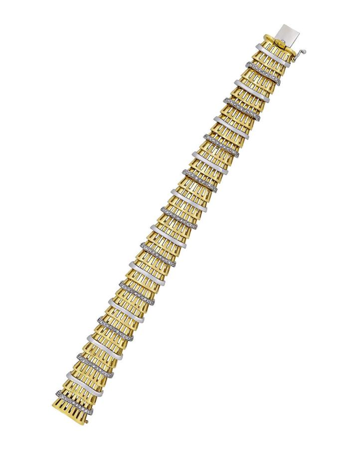 Estate Rossetti 18k Two-tone Linear Diamond Bracelet