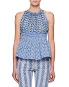 Allen Sleeveless Broderie Anglaise Halter Blouse