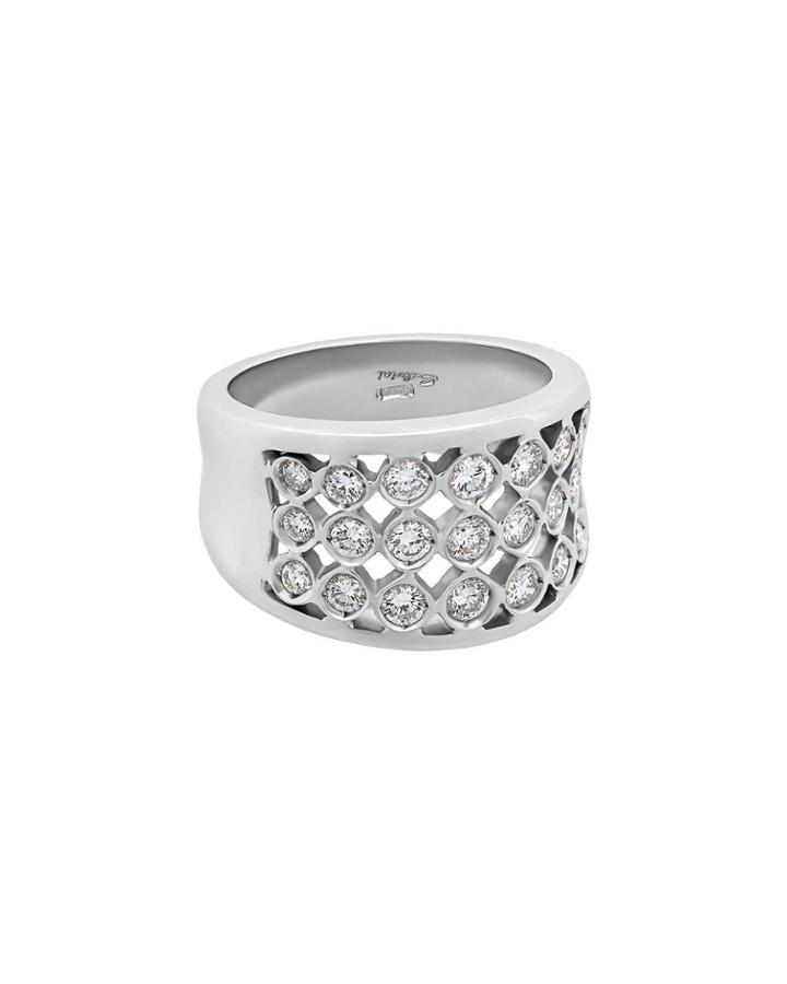 18k White Gold Diamond Cutout Ring,