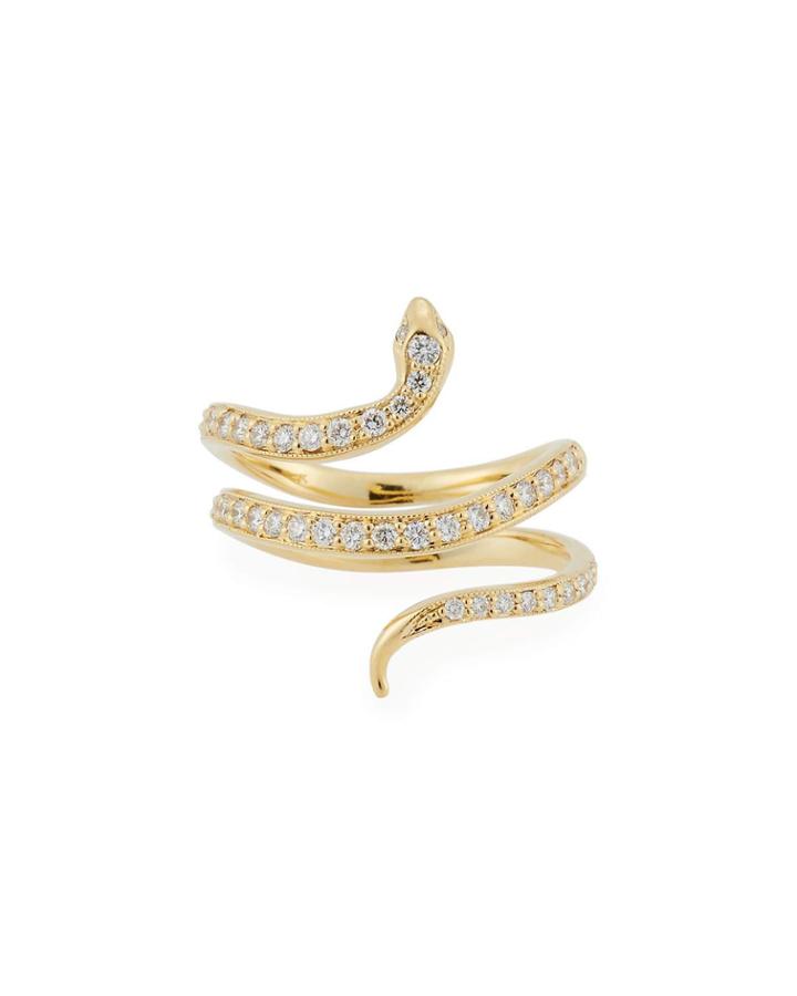 18k Diamond Snake Ring,