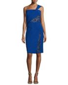 One-shoulder Dress W/lace Insets, Imperial Blue
