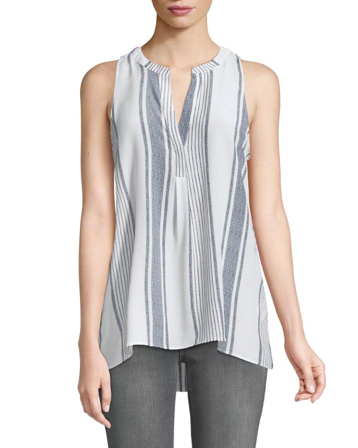 Aruna Tea-stripe Sleeveless Blouse