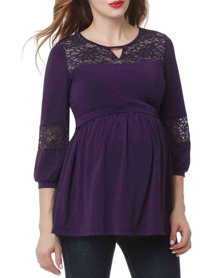 Maternity Niki Lace Accent Babydoll Top