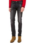 Men's Slim-fit Washed-out Denim Trousers