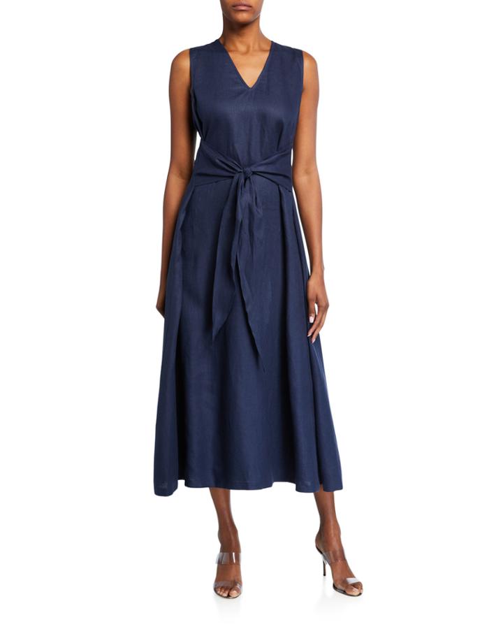 Sleeveless Tie-front Maxi