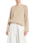 Sequined Linen-silk Bell-sleeve Top