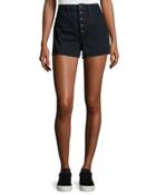 High-waist Denim Shorts, Dark Blue