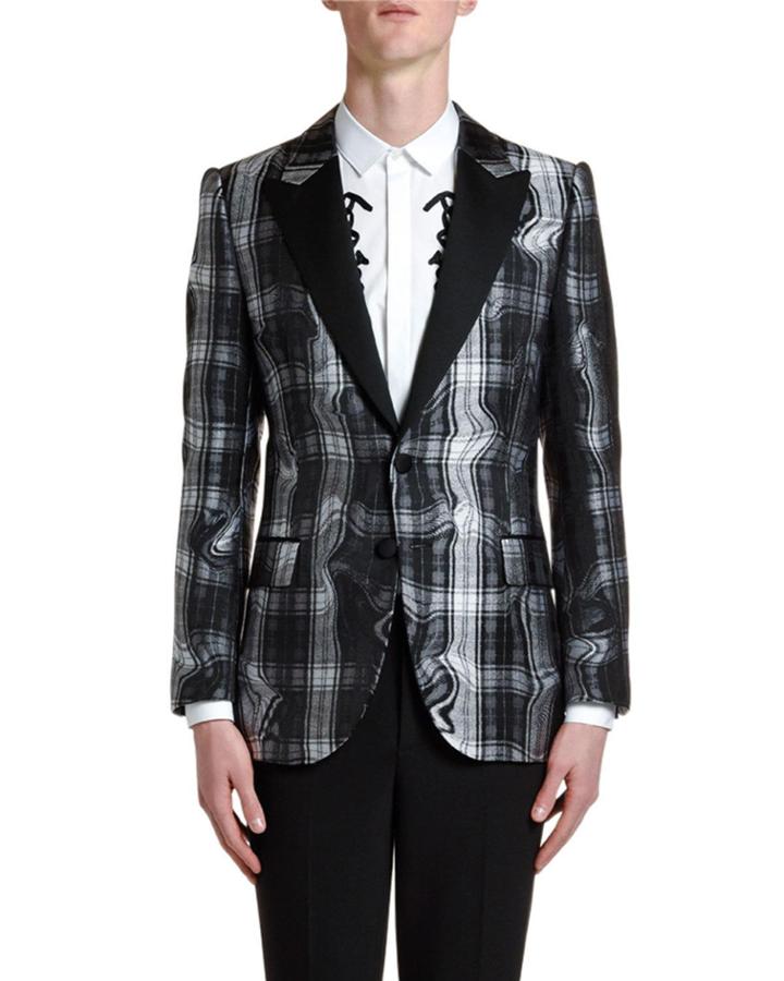 Men's Distorted Tartan Jacquard Two-button Jacket