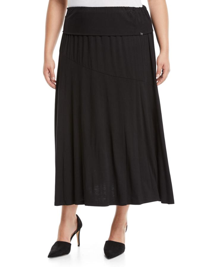 Asymmetric Jersey Maxi Skirt,