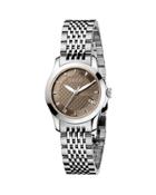 27mm G-timeless Small Stainless Steel Bracelet Watch, Brown