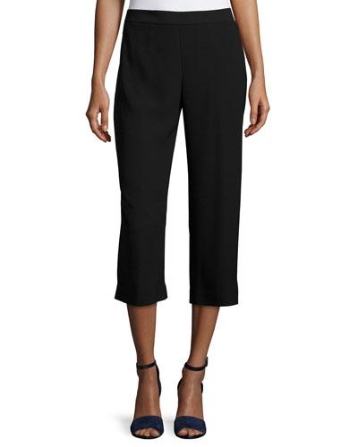 Karli Flat-front Cropped Trousers, Black