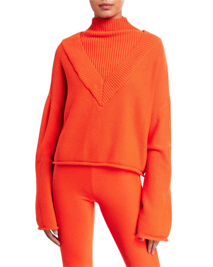 Long-sleeve Mock Turtleneck Wool