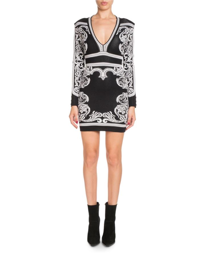 Long-sleeve Deep-v Fitted Baroque