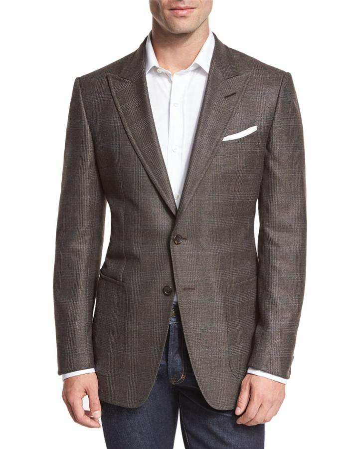 O'connor Base Glen Plaid Two-button Sport Coat, Brown