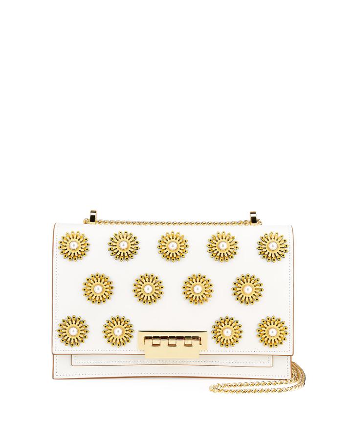 Earthette Large Pearly Sunburst Leather Bag, Cloud