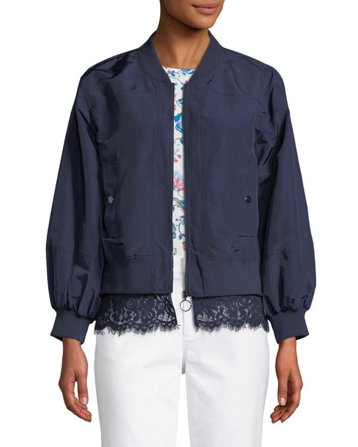 Lace-trimmed Bomber Jacket