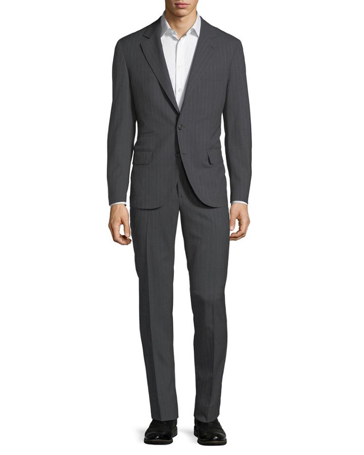 Pinstriped Wool Two-piece Suit,
