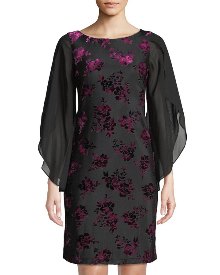 Velvet Burnout Floral Split-sleeve