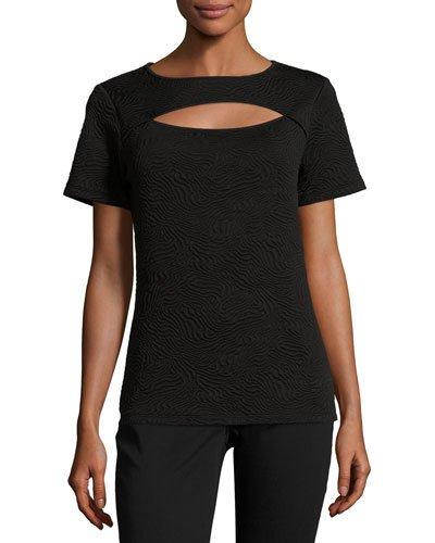 Short-sleeve Cutout Top, Black