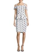 Cold-shoulder Polka-dot Peplum Dress