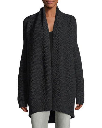 Basketweave Stitch Cardigan, Dark Gray