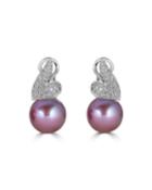 18k White Gold Pink Pearl Diamond-pave Earrings